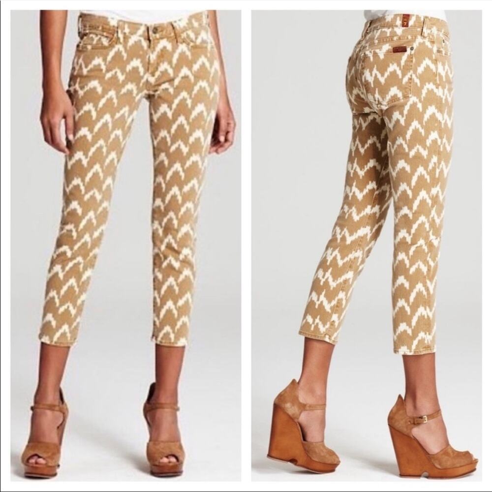 7 For All Mankind The Cropped Skinny Ikat Jeans 27